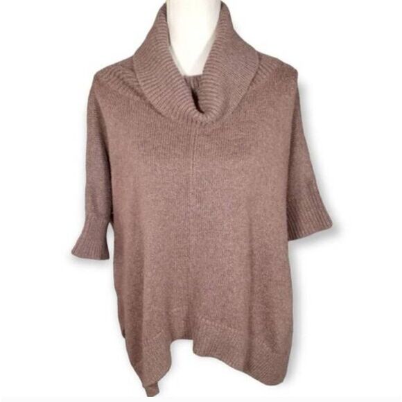 OLD NAVY BROWN SHORT SLEEVE COWL-NECK OVERSIZED SWEATER SZ.M-L EUC. - Picture 2 of 7